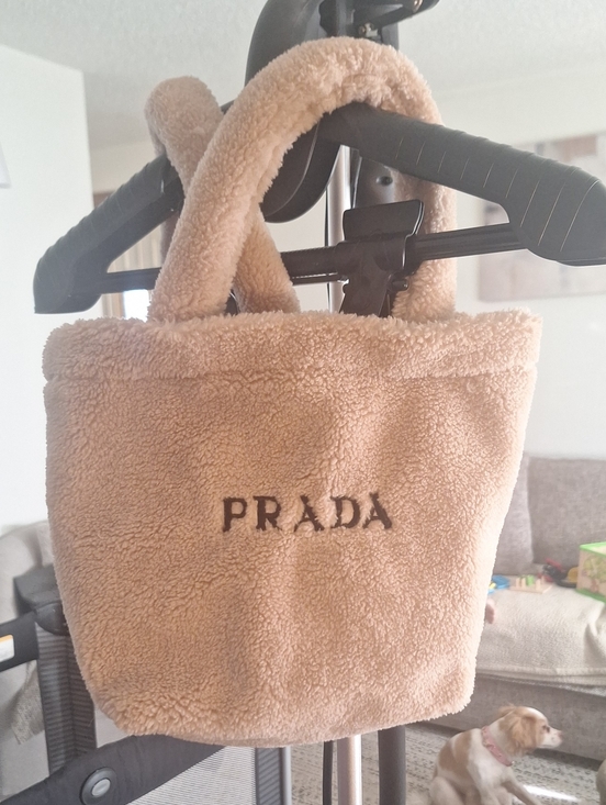 Prada Handbags - Prada Beige Faux-Shearling Mini Tote